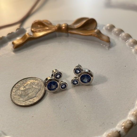 Mickey Mouse Blue Crystal Silver Stud Earrings - Picture 12 of 12